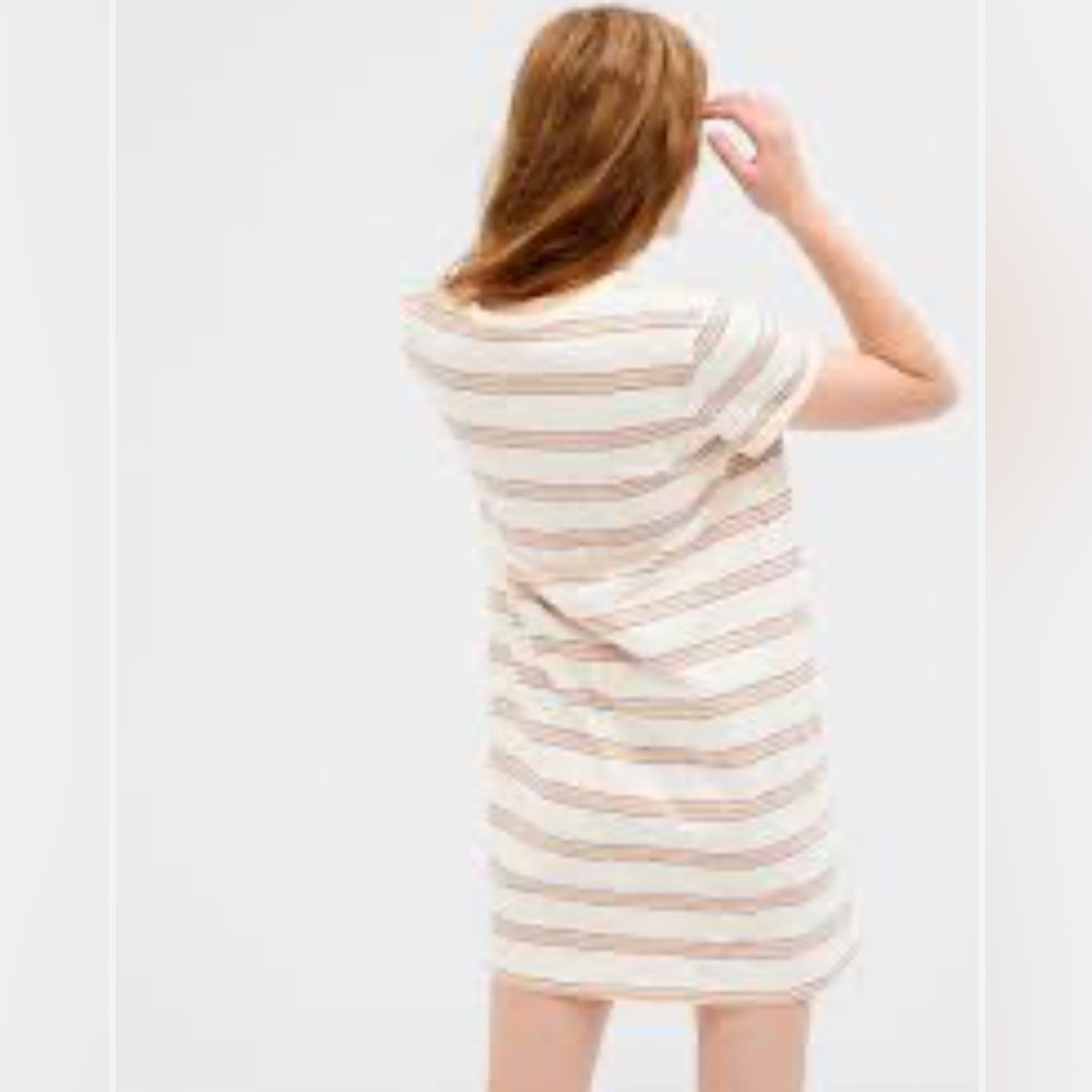 GAP Factory Striped T-Shirt Mini Dress - Peach/White, Size XL Relaxed Fit